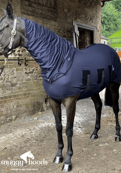 4'3 Base Body  - Navy - tried on a clipped horse, rememnants of clipped hair to inside